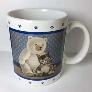 Vintage Vandor Herrero Mug Made In Japan Cat Sleeping On Teddy Bear Adorable